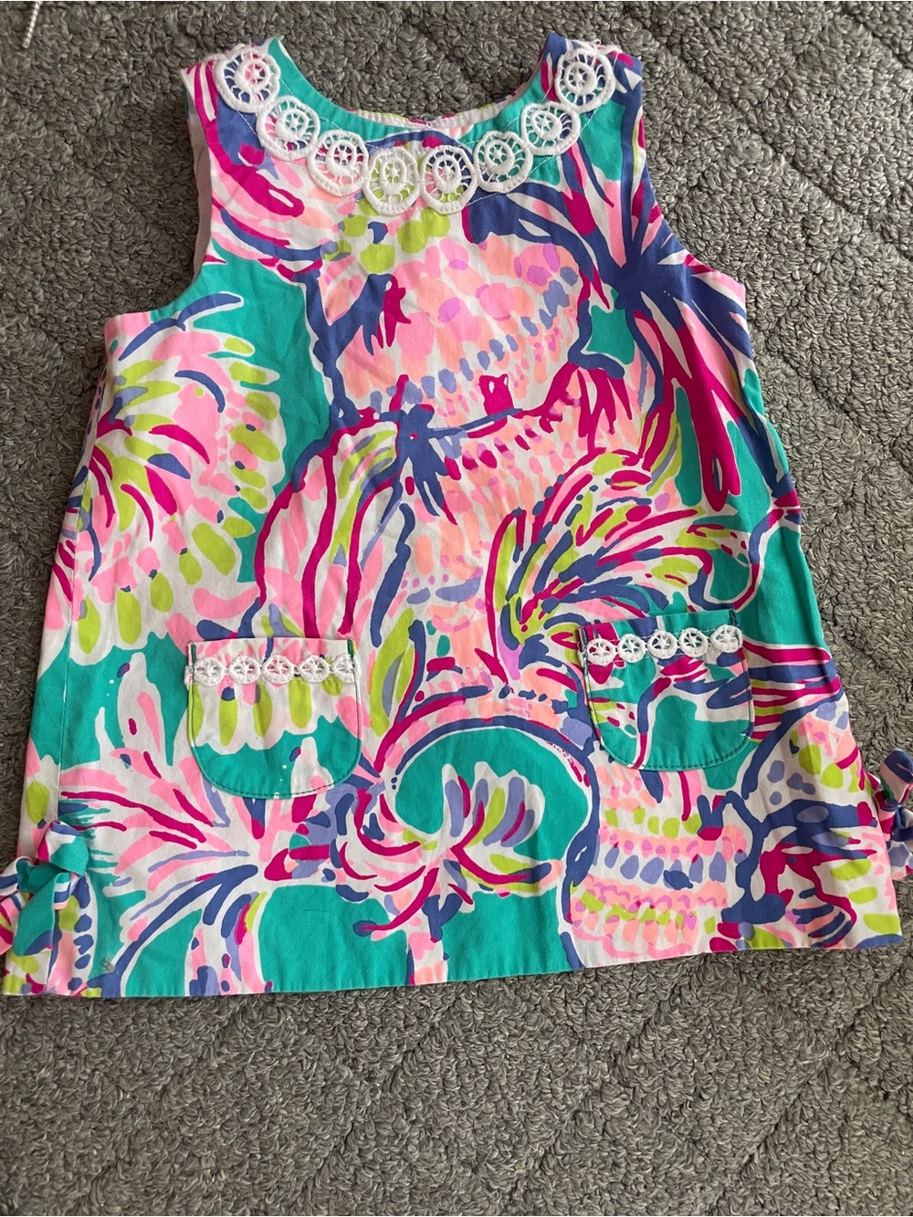 Lilly Pulitzer Girls Multicolor Floral Tank Dress - Teal, Pink, Lime